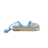 Secondhand Valentino Garavani Tassels Fringe Canvas & Leather Espadrilles Sandals in Blue, Size 37 EU