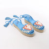 Secondhand Valentino Garavani Tassels Fringe Canvas & Leather Espadrilles Sandals in Blue, Size 37 EU
