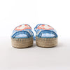 Secondhand Valentino Garavani Tassels Fringe Canvas & Leather Espadrilles Sandals in Blue, Size 37 EU
