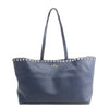 Valentino Garavani Rockstud Leather Shoulder Bag in Navy Blue Secondhand