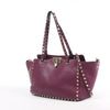 Valentino Garavani Rockstud Leather 2Way Handbag in Purple Secondhand