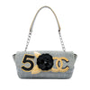 Chanel Choco Bar Canvas Camellia CC No. 5 Flap Handbag Secondhand