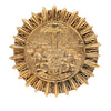 Chanel Gold Plated Coat Of Arms Medallion Sunburst Brooch Secondhand