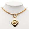 Chanel CC Gold Plated Diamond Shape Pendant Necklace Secondhand