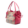 Secondhand Burberry Small Leather Trimmed Haymarket Check Coated Canvas Canterbury Bow Tote