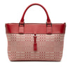 Burberry Leather Trimmed Tonal Check Canvas Handbag Secondhand