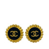 Chanel CC Gold Plated Enamel Round Clip On Earrings Secondhand