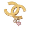 Secondhand Chanel CC Gold Plated Enamel and Faux Pearl Brooch