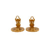 Chanel CC Gold Plated Sunburst Round Clip On Earrings Secondhand