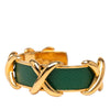 Hermès Gold Plated and Leather Criss Cross Cuff Bracelet Secondhand