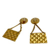 Chanel CC Gold Plated Classic Quilted Flap Medallion Clip On Earrings Secondhand