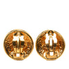 Chanel Gold Plated Logo Round Clip On Earrings Secondhand