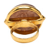 Chanel CC Gold Plated and Glass Round Ring Secondhand