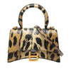 Secondhand Balenciaga Calfskin Leopard Print Hourglass Top Handle Bag XS