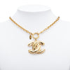Chanel Gold Plated Quilted CC Pendant Necklace Secondhand