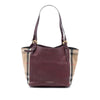 Burberry Small Derby Calfskin and House Check Canvas Canterbury Tote Secondhand