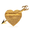 Chanel Gold Plated CC Arrow and Heart Brooch Secondhand