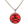 Chanel CC Gold Plated Resin Crossbones Round Pendant Necklace Secondhand