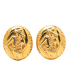 Chanel Gold Plated Mademoiselle Logo Clip On Earrings Secondhand