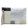 Chanel Large Quilted Lambskin Colorblock Patchwork O Case Clutch Secondhand