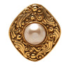 Chanel Gold Plated Faux Pearl Ornate Brooch Secondhand