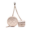 Chanel Metallic Quilted Lambskin Round Clip On Coin Purse Airpods Case Secondhand