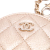 Chanel Metallic Quilted Lambskin Round Clip On Coin Purse Airpods Case Secondhand