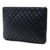 Chanel Large Quilted Tweed and Lambskin Camellia O Case Clutch Secondhand