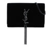 Secondhand Saint Laurent Velvet Crystal Monogram Kate Tassel Wallet on Chain