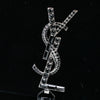 Secondhand Saint Laurent Velvet Crystal Monogram Kate Tassel Wallet on Chain