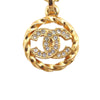 Chanel CC Gold Plated Strass Round Pendant Necklace Secondhand
