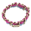 Chanel CC Brass and Fabric Woven Double Bracelet Secondhand