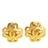 Chanel Gold Plated CC Flower Clip On Earrings Secondhand