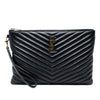 Saint Laurent Quilted Chevron Leather Monogram Document Holder Secondhand