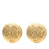 Chanel Gold Plated Logo Round Clip On Earrings Secondhand