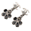 Secondhand Chanel CC Silver Plated Enamel Flower Drop Earrings