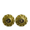 Chanel CC Gold Plated Enamel Round Clip On Earrings Secondhand