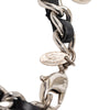 Chanel Silver Plated and Leather Woven Logo Charm Bracelet Secondhand