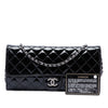Chanel Quilted Patent Brilliant East West Flap Clutch with Chain Secondhand