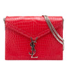 Saint Laurent Croc Embossed Leather Monogram Cassandra Clasp Bag Secondhand