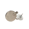 Chanel CC Silver Plated Enamel Round Drop Hoop Push Back Earrings Secondhand