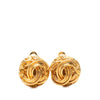 Chanel CC Gold Plated Button Clip On Earrings Secondhand