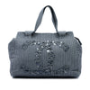 Chanel CC Striped Canvas Shopper Tote Secondhand