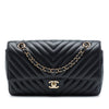 Chanel Medium Classic Chevron Crumpled Calfskin Double Flap Secondhand
