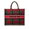 Dior Large Embroidered Canvas Tartan Check Book Tote Secondhand
