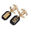 Chanel CC Gold Plated Strass and Resin No 5 Drop Push Back Earrings Secondhand