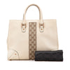 Gucci Calfskin and GG Canvas Nailhead Tote Secondhand