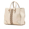 Gucci Calfskin and GG Canvas Nailhead Tote Secondhand
