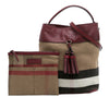 Secondhand Burberry Medium Mega Check Canvas and Grained Calfskin Ashby Tassel Bucket Bag