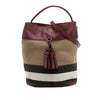 Secondhand Burberry Medium Mega Check Canvas and Grained Calfskin Ashby Tassel Bucket Bag